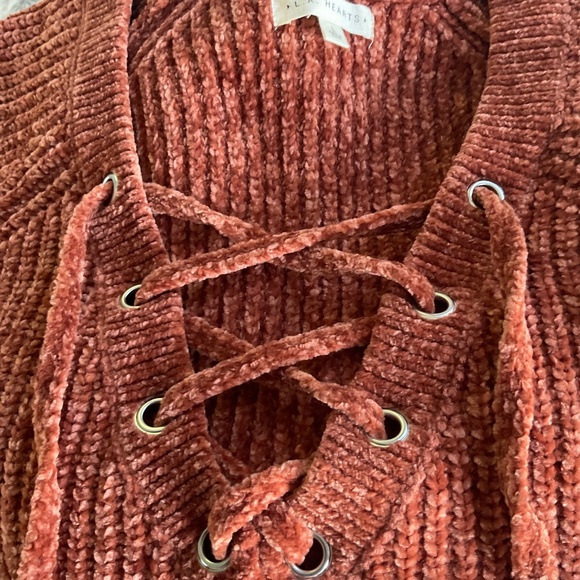PacSun LA Hearts Super Soft Cropped Lace Up Sweater Large - Picture 7 of 7